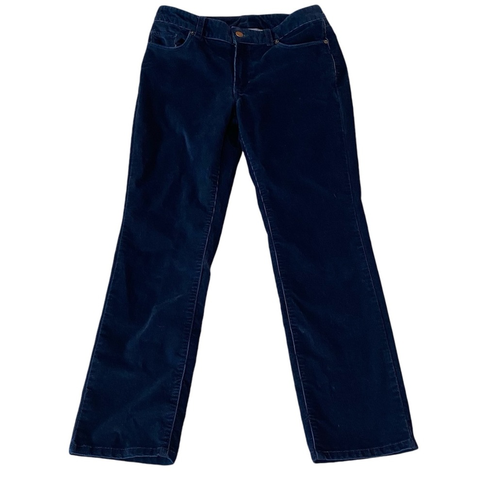 LL Bean Favorite Fit navy blue straight leg corduroy pants fall autumn size 6
